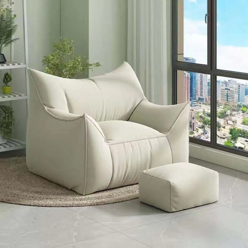 Sitzsack-Sessel mit Fußhocker und EPS-Füllung für Wohnzimmer, Schlafzimmer und Balkon – 80 × 70 × 60 cm, schmutzabweisend, 3 Farben