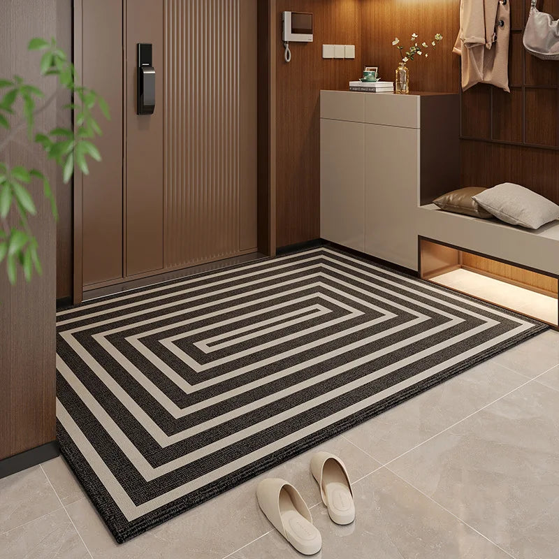 Fußmatte aus Kristallsamt im Light-Luxury-Stil für Eingang, Foyer und Wohnzimmer – 40 × 60 bis 80 × 120 cm, gestreift, rutschfest, 6 Motive