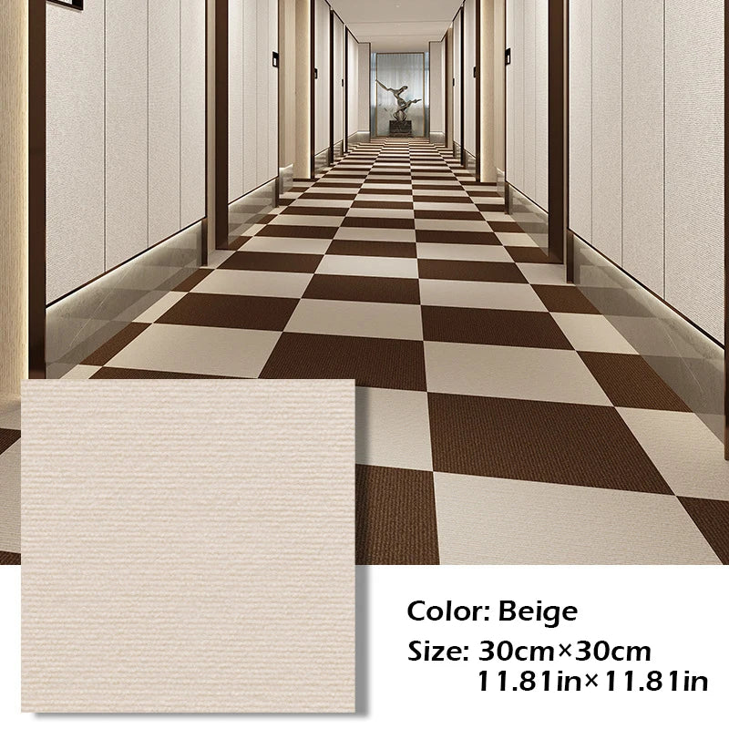Selbstklebende Teppichfliesen aus Polyester für Schlafzimmer, Wohnzimmer und Büro – 30 × 30 cm, rutschfest, fleckenbeständig, 5 bis 30 Stück, 6 Farben