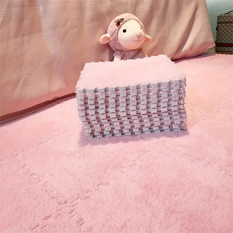 Flauschige Plüsch-Puzzlematten aus Schaumstoff für Wohnzimmer, Schlafzimmer und Spielbereich – quadratisch, 4 oder 12 Stück, stapelbar, 17 Farben