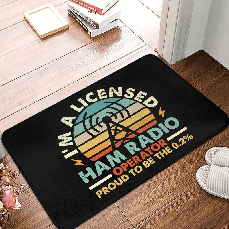 Fußmatte mit Retro-Motiv für Amateurfunker für Eingang, Küche und Bad – 30 × 50 bis 50 × 80 cm, Flanell, bedruckt, rutschfest, 10 Motive