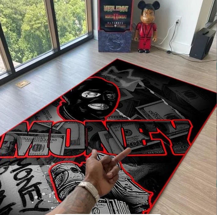 Bedruckter Flanell-Teppich im Street-Art-Stil für Wohnzimmer und Schlafzimmer – 40 × 60 bis 120 × 160 cm, rutschfest, waschbar, 7 Motive