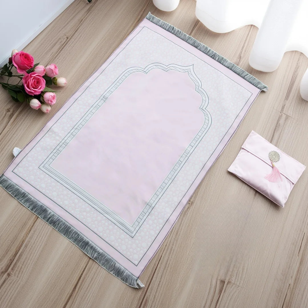 3-teiliges Gebetsteppich-Set mit Tragetasche und Gebetskette für Gebet zu Hause und auf Reisen – 70 × 110 cm, weich, rutschfest, 9 Farben