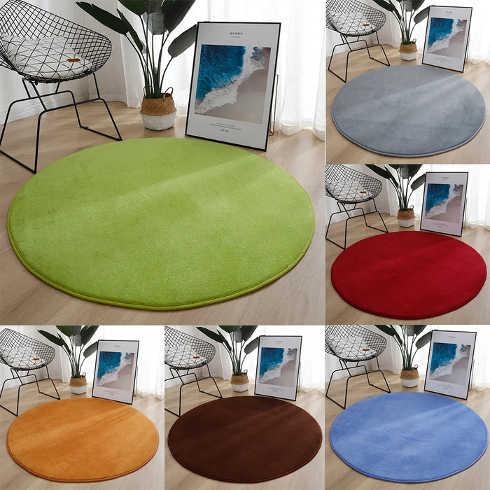 Runder, einfarbiger Flanell-Teppich in 10 Farben für Schlafzimmer und Kinderzimmer – Ø 40 bis 120 cm, weich, rutschfest, waschbar
