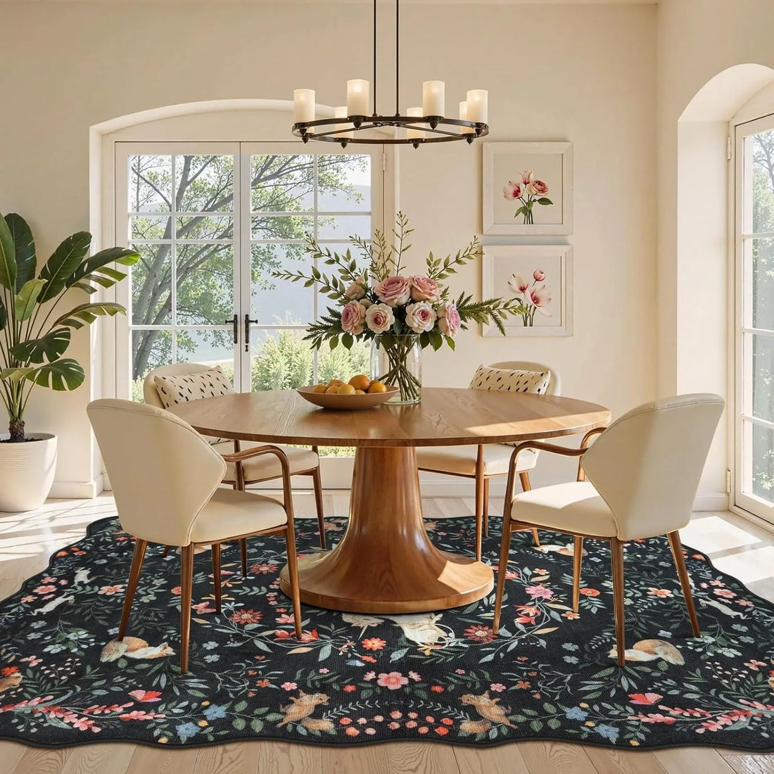Flauschiger Teppich mit Tier- und Pflanzenmotiv im nordischen Stil für Wohnzimmer und Schlafzimmer – 50 × 80 bis 300 × 400 cm, rutschfest, 3 Motive