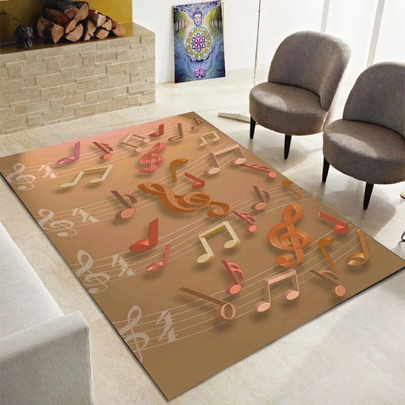 Teppich mit Musik-Motiv aus Klavier und Noten für Wohnzimmer, Schlafzimmer und Flur – 40 × 60 bis 120 × 160 cm, rechteckig, rutschfest, 21 Motive