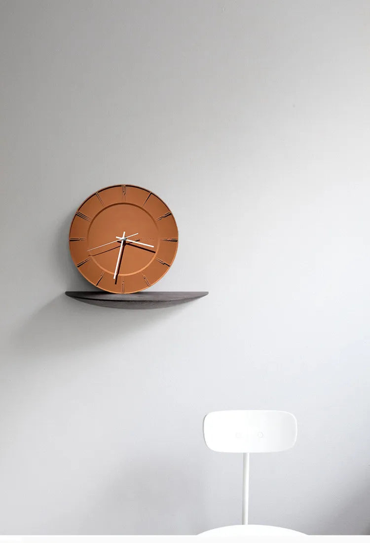 Minimalistische Wanduhr aus Beton im nordischen Stil für Wohnzimmer und Arbeitszimmer – Ø ca. 38 cm, geräuschlos, ohne Bohren, Orange oder Beige