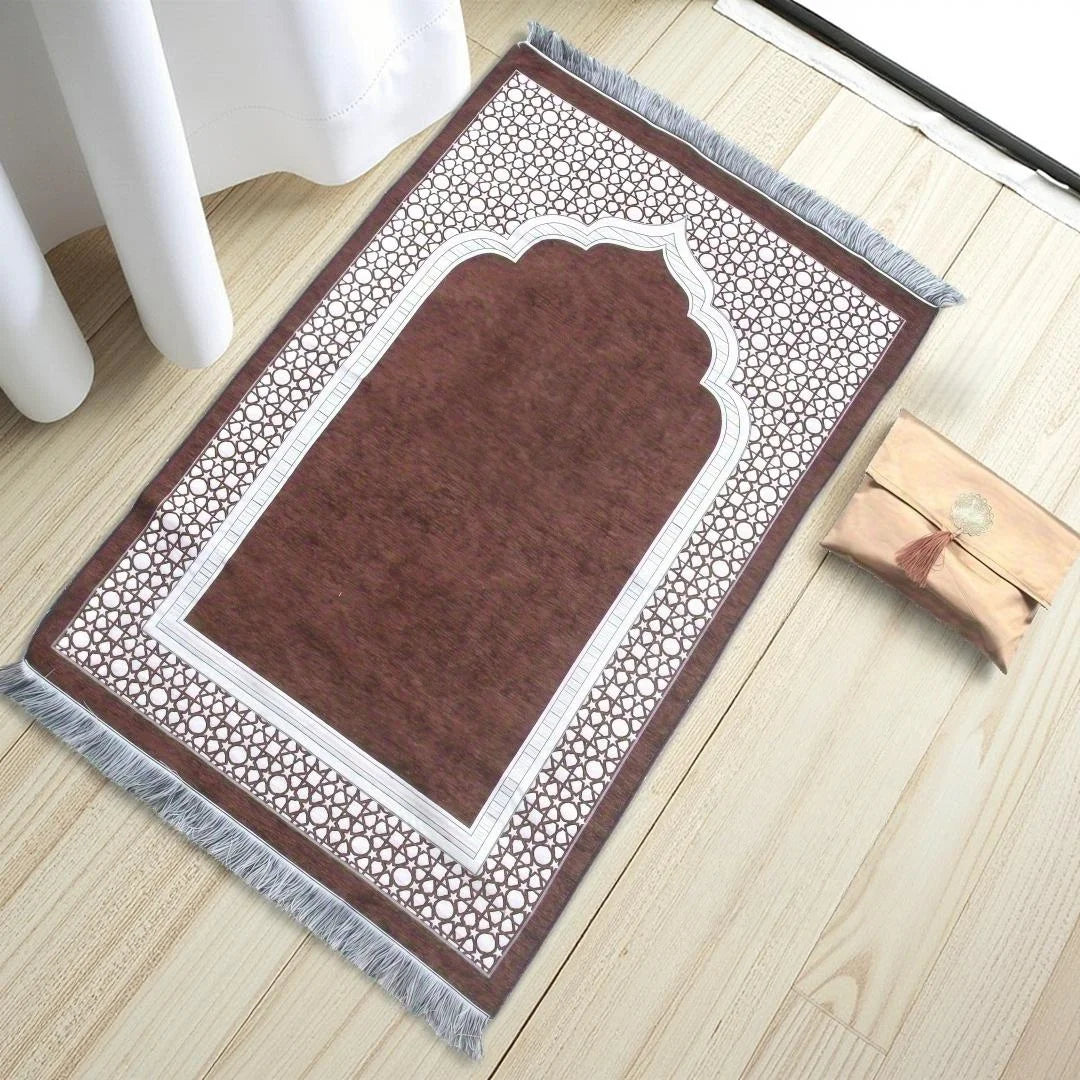 3-teiliges Gebetsteppich-Set mit Tragetasche und Gebetskette für Gebet zu Hause und auf Reisen – 70 × 110 cm, weich, rutschfest, 9 Farben