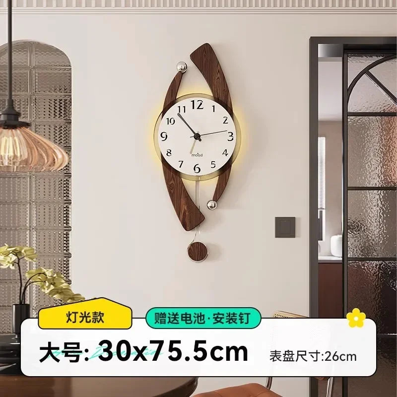 Pendel-Wanduhr aus Holz im Retro-Stil für Schlafzimmer und Wohnzimmer – 25 × 63 bis 35 × 88 cm, rundes Zifferblatt, geräuschlos, 3 Modelle