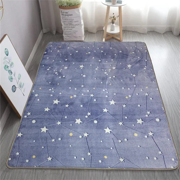 Im Dunkeln leuchtender Teppich mit 3D-Motiven für Kinderzimmer und Schlafzimmer – 40 × 60 bis 160 × 200 cm, Kurzflor, rutschfest, 12 Motive