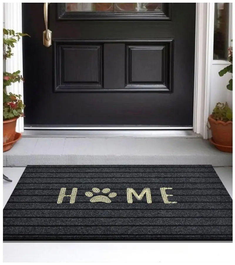 Türmatte mit Home-Schriftzug und Streifenmuster für Eingang, Haustür und Badezimmer-Eingang – 40 × 60 oder 50 × 80 cm, TPR-Rücken, 5 Varianten