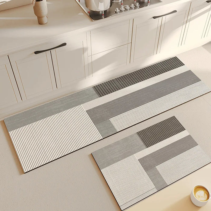 Saugfähige Badematte mit Streifen für Dusche, Badewanne und Küche – 40 × 60 bis 50 × 160 cm, rutschfest, beflockt, Gummirücken, 5 Motive