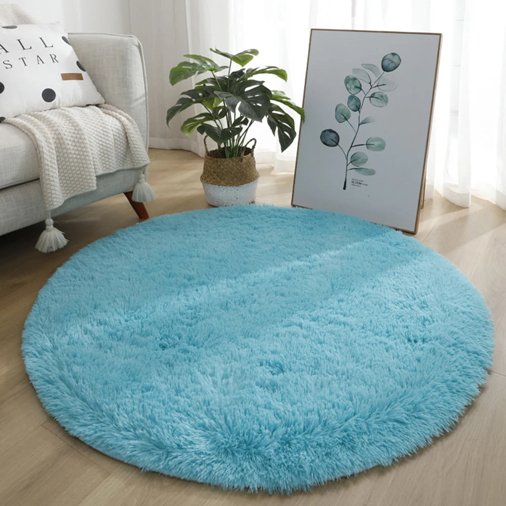 Runder Hochflor-Teppich mit 4 cm Flor für Wohnzimmer, Schlafzimmer und Kinderzimmer – Ø 40, 60 oder 80 cm, rutschfest, waschbar, 12 Farben