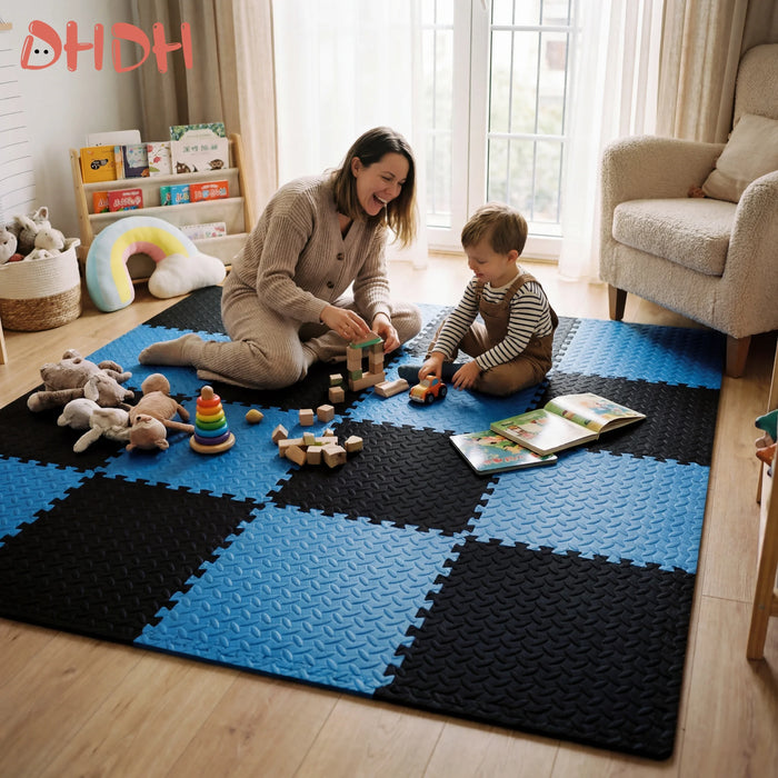 Dicke Puzzlematte aus EVA-Schaum als Krabbel- und Spielmatte für Babys und Kinder – je 30 × 30 cm, 4 bis 16 Stück, rutschfest, wasserdicht, 15 Farben