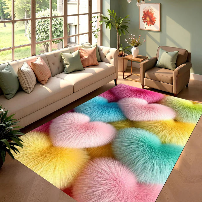 Bunter Teppich mit verträumtem Liebesmotiv zum Valentinstag für Wohnzimmer und Schlafzimmer – 40 × 60 bis 120 × 160 cm, Flanell, 4 Motive