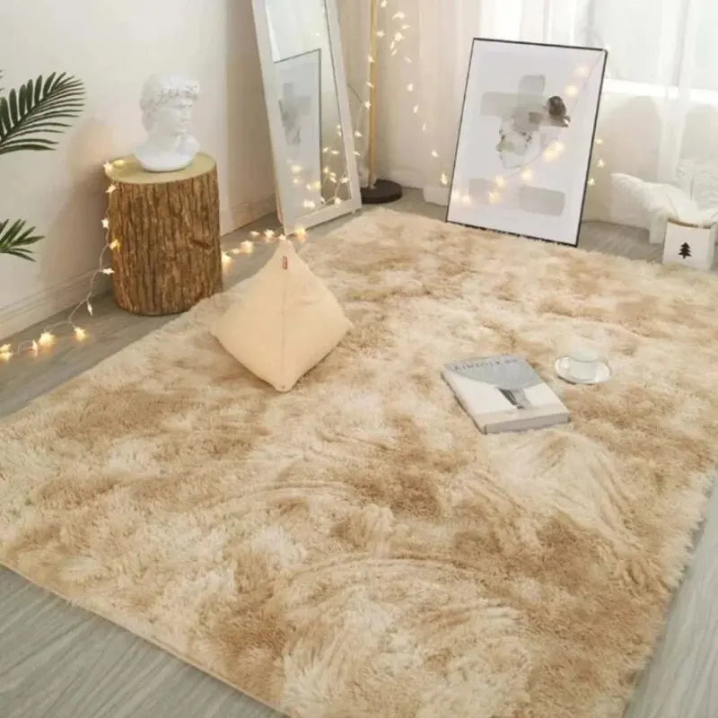 Hochflor-Teppich aus Seidenwolle für Schlafzimmer, Kinderzimmer und Wohnzimmer – 40 × 60 bis 120 × 160 cm, Batik-Optik, rutschfest, 6 Motive