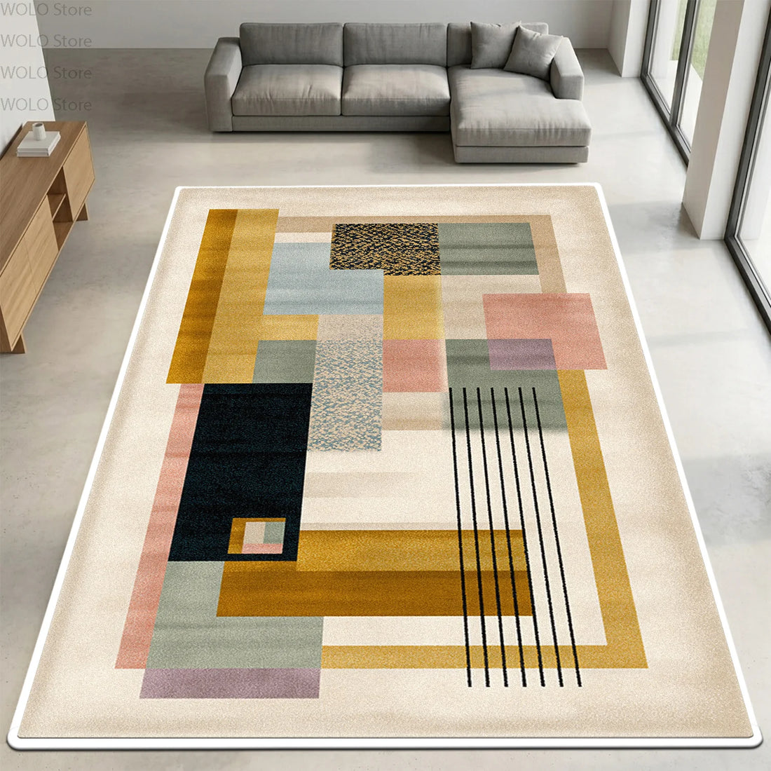 Moderner Teppich mit geometrischem Farbblock-Muster für Wohnzimmer und Schlafzimmer – 50 × 80 bis 200 × 400 cm, rutschfest, waschbar, 11 Motive