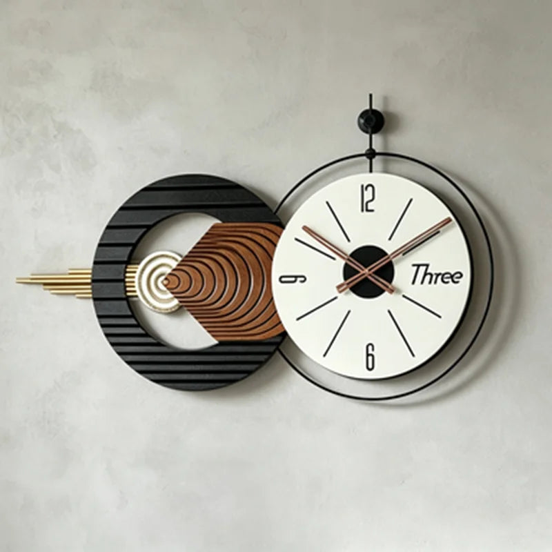 Minimalistische Wanduhr mit Holz-Zifferblatt für Wohnzimmer, Schlafzimmer und Büro – 88 × 51,5 cm, groß, geräuschloses Quarzwerk, modern