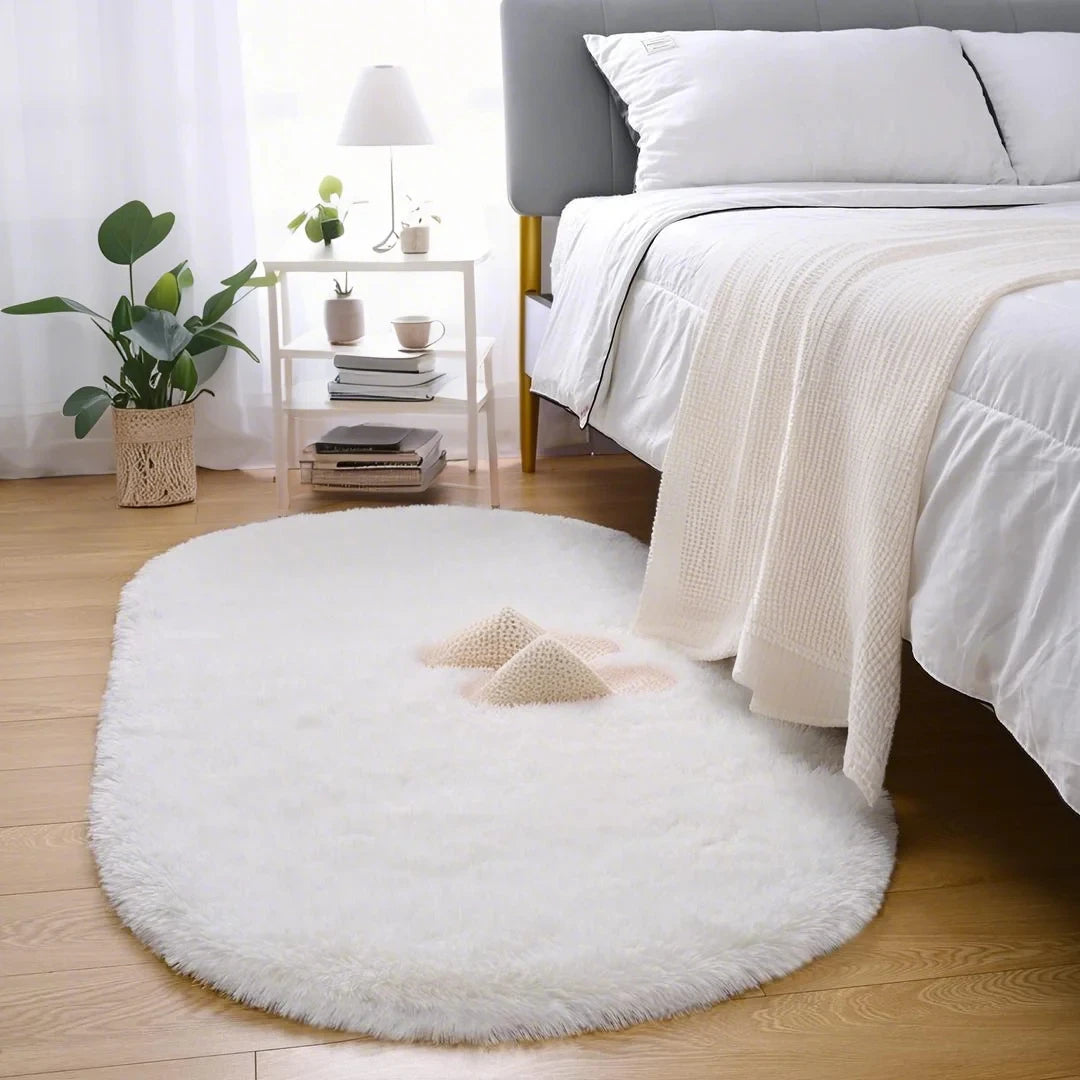 Ovaler Plüschteppich mit flauschigem Flor für Wohnzimmer, Kinderzimmer und Balkon – 40 × 60 bis 180 × 200 cm, ca. 3 cm Florhöhe, 10 Farben
