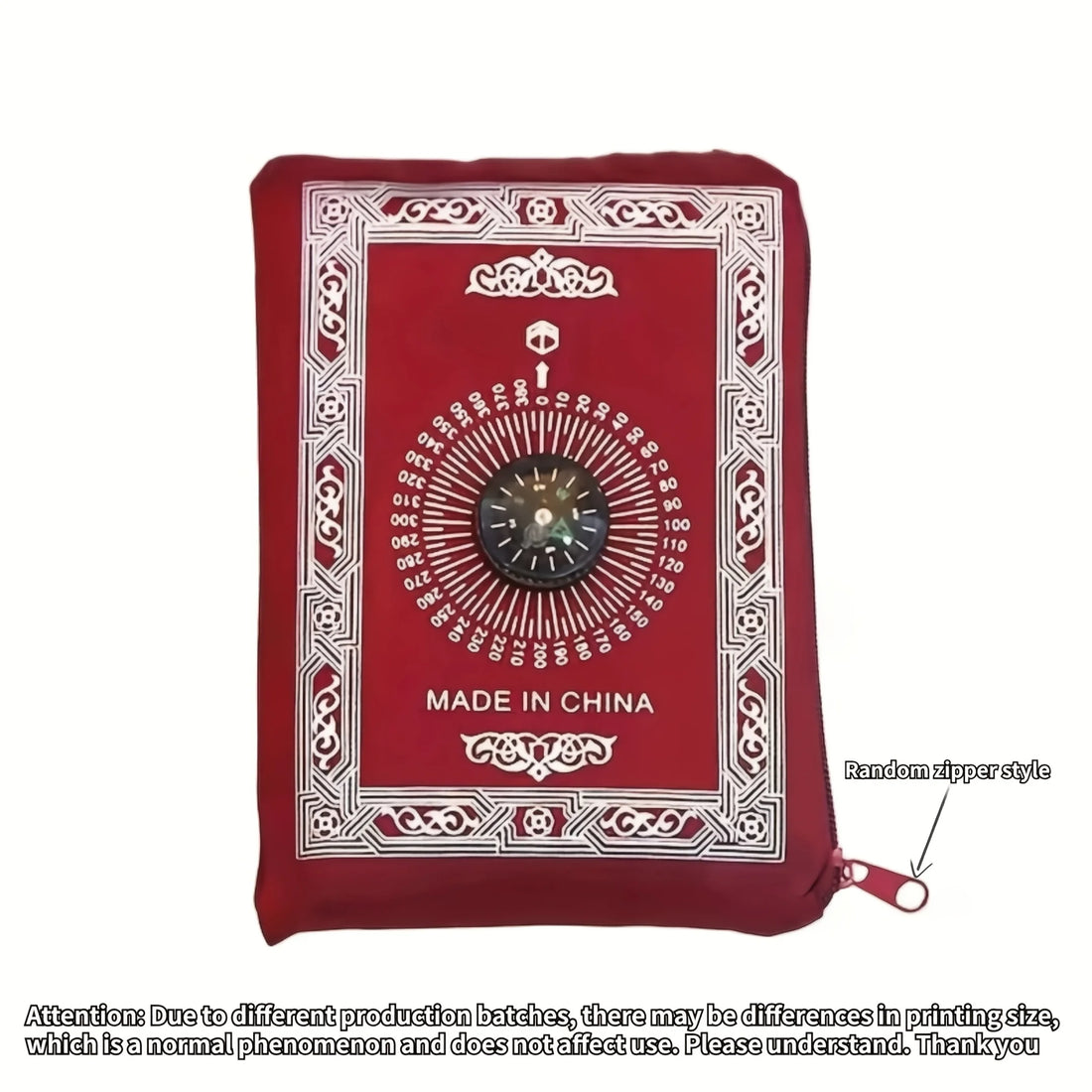 Tragbarer Gebetsteppich aus Polyester mit Kompass im Beutel für Reisen und Zuhause – 100 × 60 cm, geflochten, geometrisches Muster, 4 Farben