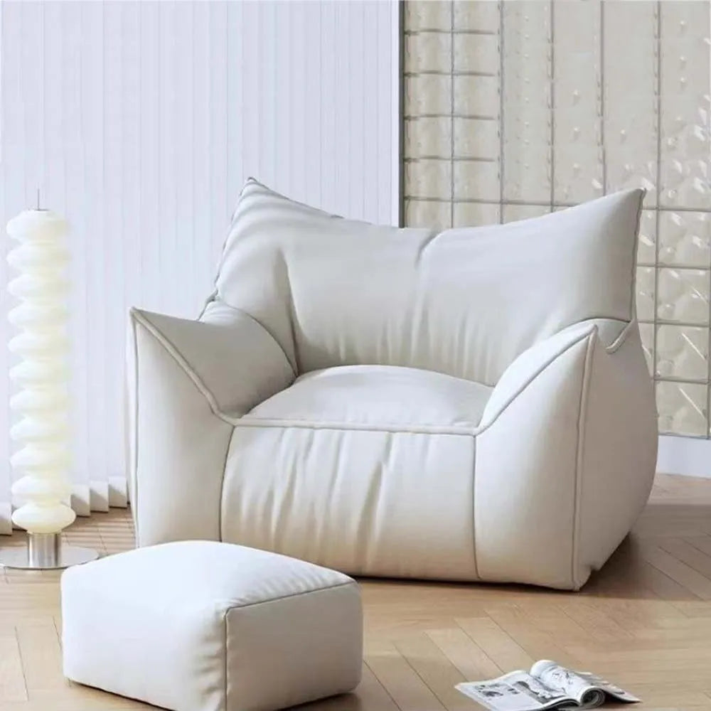 Sitzsack-Sessel mit Fußhocker und EPS-Füllung für Wohnzimmer, Schlafzimmer und Balkon – 80 × 70 × 60 cm, schmutzabweisend, 3 Farben