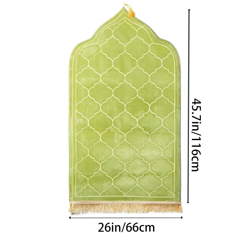 Dicker Gebetsteppich aus weichem Flanell mit Quasten im türkischen Stil für das Gebet – 66 × 116 cm, rutschfest, PVC-Rücken, 5 Farben