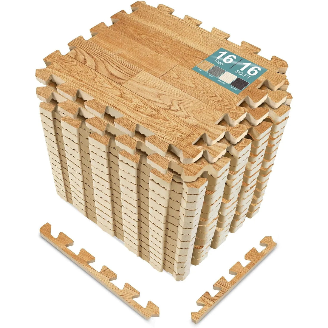 Puzzlematten in Holzoptik aus EVA für Wohnzimmer, Schlafzimmer und Spielbereich – je 30 × 30 cm, 8 oder 16 Stück, wasserfest, 4 Farben