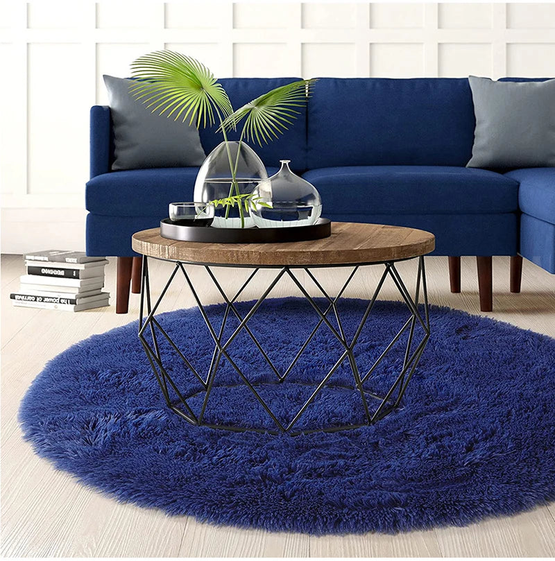 Runder Shaggy-Teppich für Mädchenzimmer, Schlafzimmer und Wohnzimmer – Ø 60 bis 200 cm, flauschig, zottelig, rutschfeste Noppen, 10 Farben
