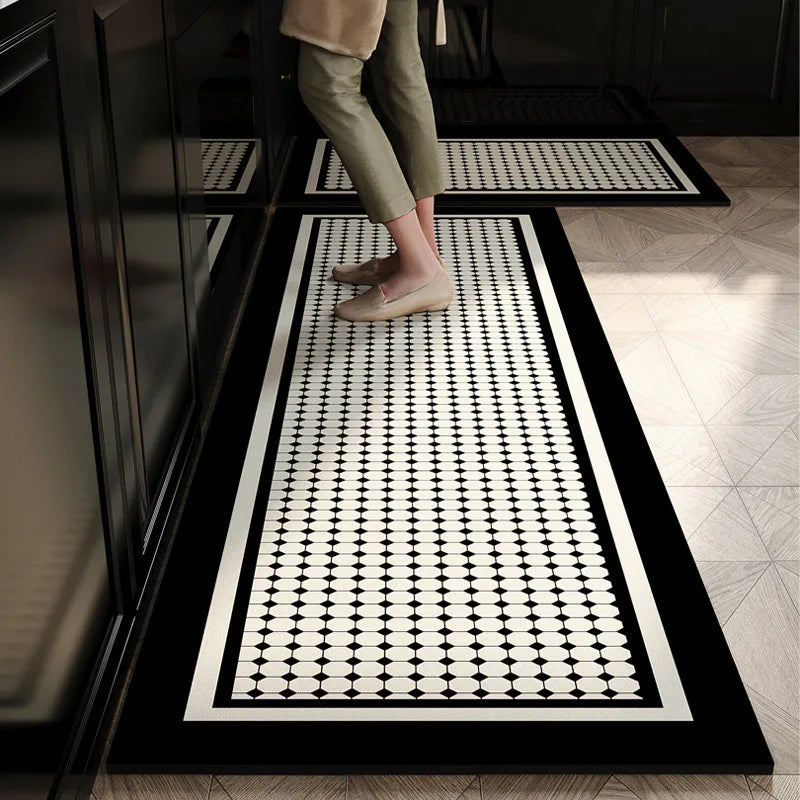 Küchenläufer mit geometrischem Muster im modernen Stil für Küche und Wohnzimmer – 40 × 60 bis 50 × 150 cm, Flanell, rutschfest, 7 Motive