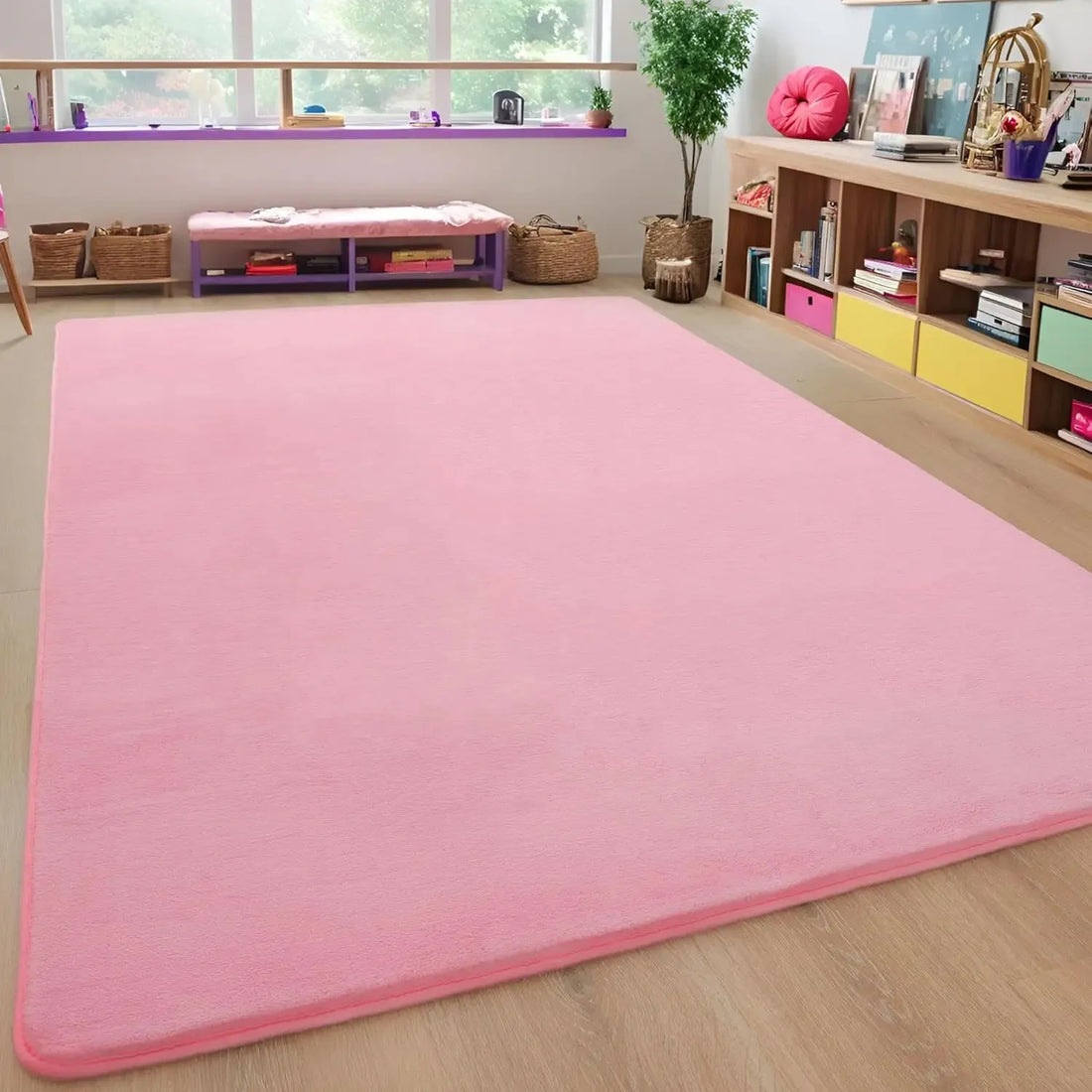 Weicher Teppich aus Korallensamt für Wohnzimmer, Schlafzimmer und Spielecke – 80 × 120 bis 140 × 200 cm, einfarbig, rechteckig, rutschfest, 9 Farben