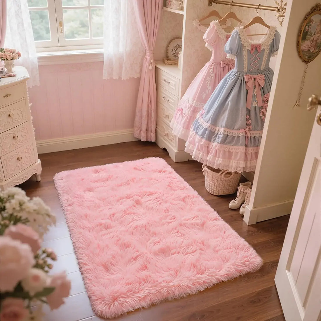 Flauschiger Teppich aus Seidenwolle für Schlafzimmer, Wohnzimmer und Studentenzimmer – 40 × 60 bis 160 × 230 cm, rechteckig, rutschfest, 10 Farben