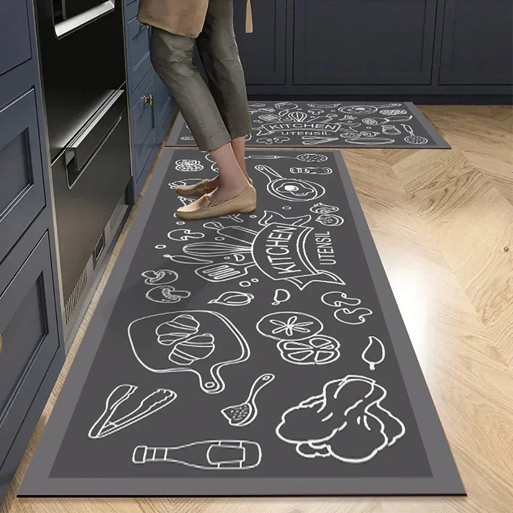 Langer Küchenläufer aus Kristallsamt für Küche, Flur und Wohnzimmer – 40 × 60 bis 50 × 160 cm, bedruckt, saugfähig, rutschfest, PVC-Rücken, 25 Motive