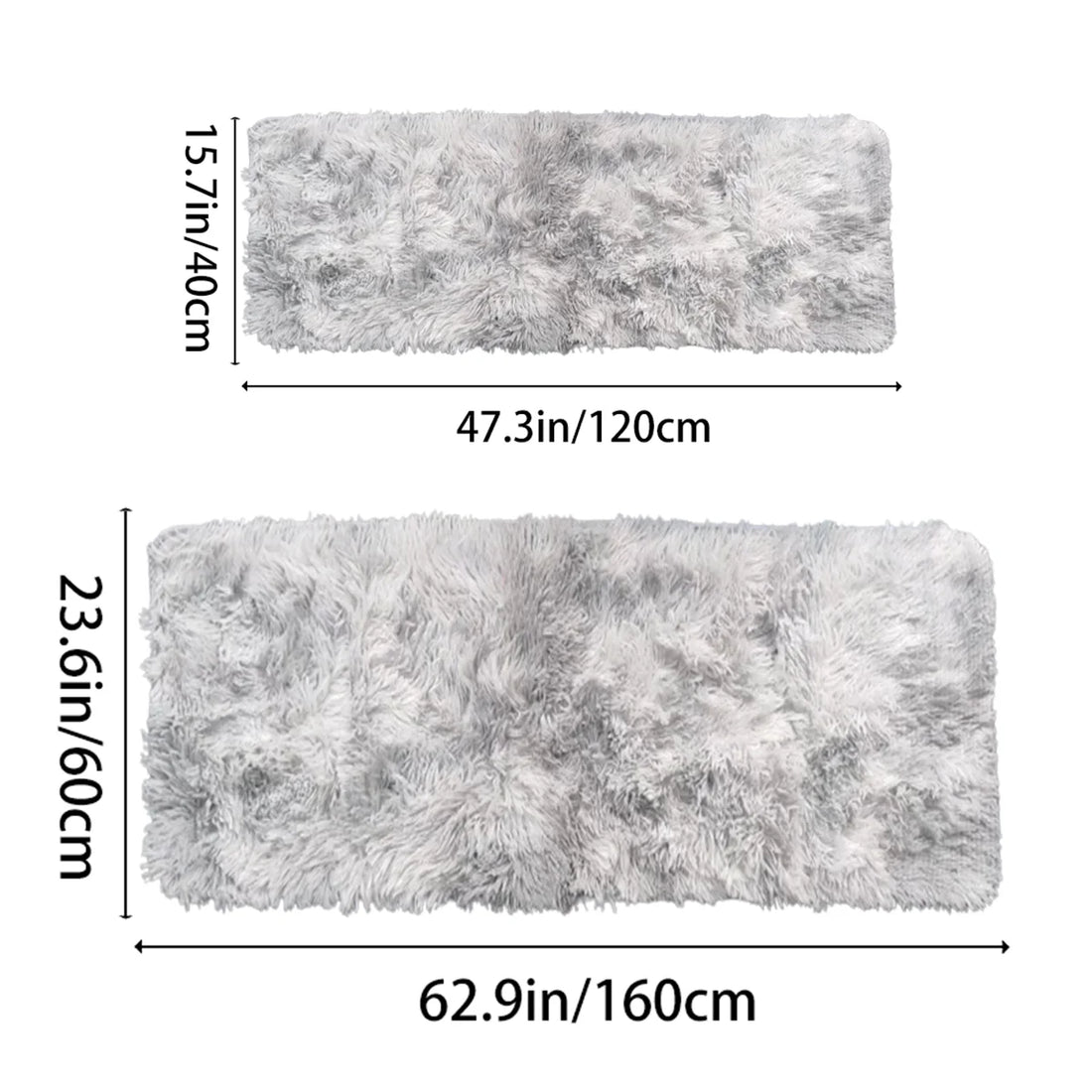 Zotteliger Plüsch-Läufer mit Batikfärbung als Bettvorleger für Schlafzimmer und Wohnzimmer – 40 × 120 bis 80 × 200 cm, weich, rutschfest, 3 Farben