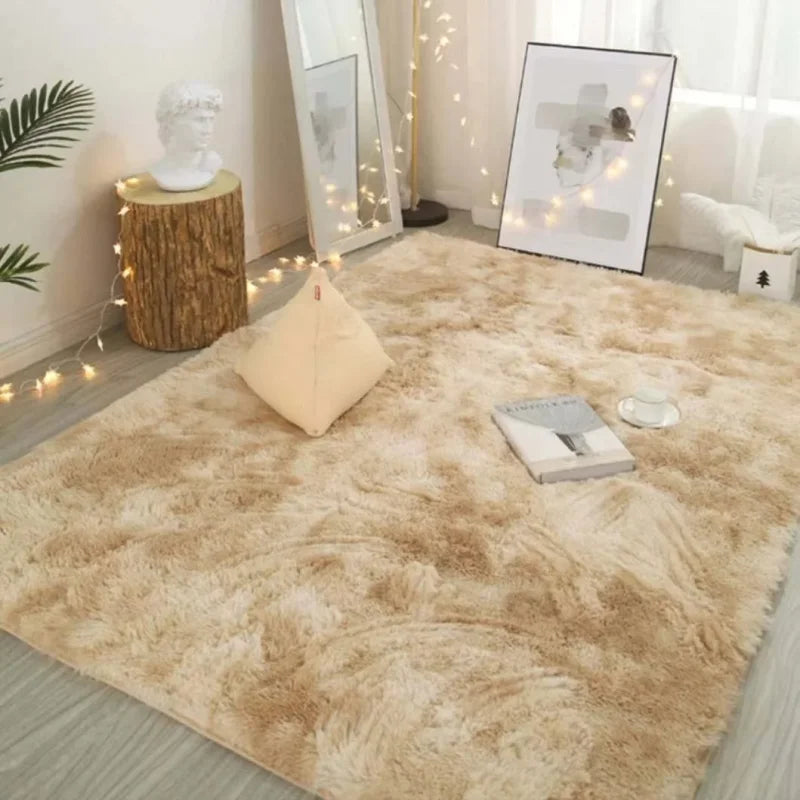 Hochflor-Teppich aus Seidenwolle für Schlafzimmer, Kinderzimmer und Wohnzimmer – 40 × 60 bis 120 × 160 cm, Batik-Optik, rutschfest, 6 Motive