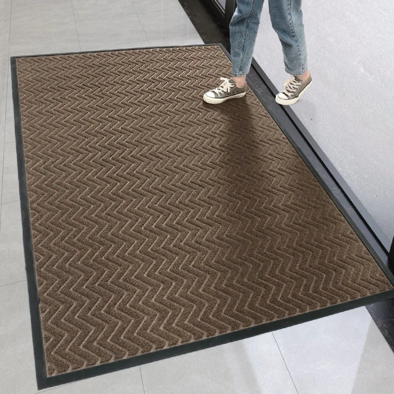 Gestreifte Fußmatte für Eingangstür, Balkon und Küche – 45 × 75 oder 60 × 90 cm, rutschfest, zuschneidbar, leicht zu reinigen, Dunkelgrau oder Braun