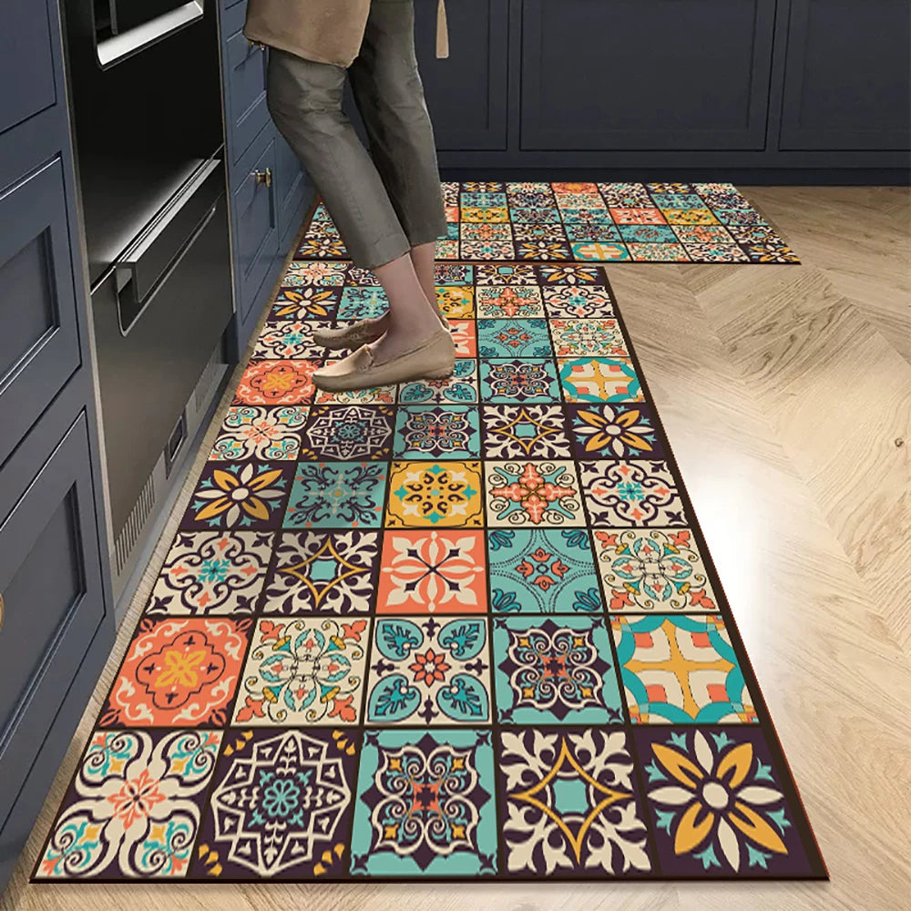 Bedruckte Küchenmatte aus Kristallsamt für Küche, Flur und Eingang – 40 × 60 bis 50 × 160 cm, auch im Zweierset, saugfähig, rutschfest, 18 Motive