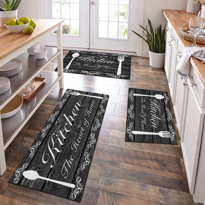 Saugfähige Küchenmatte mit Schwammschicht und Küchenmotiv für Küche und Bad – 40 × 60 bis 50 × 160 cm, rutschfest, wasserdicht, waschbar, 3 Motive