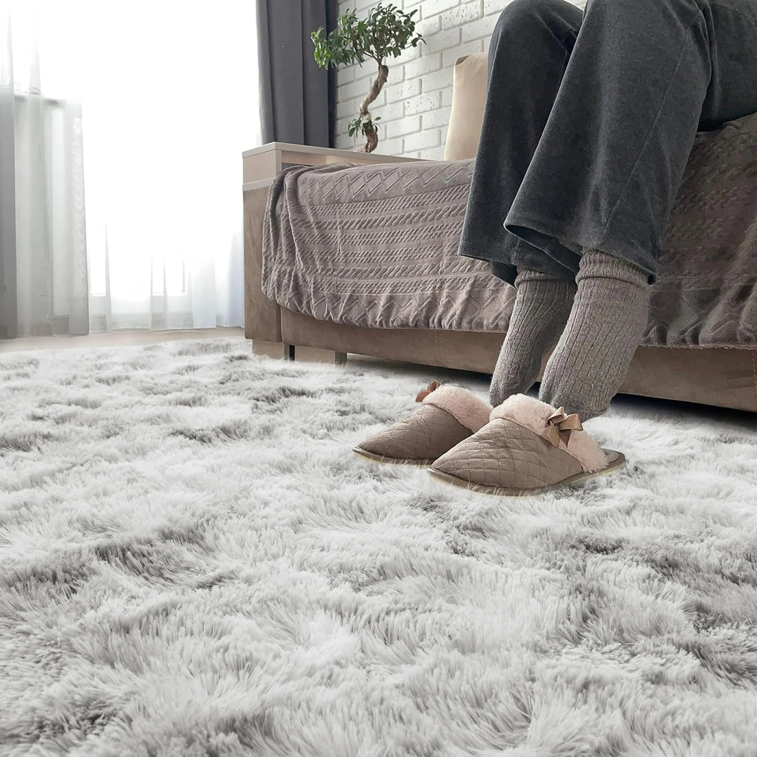 Zotteliger Teppich in Batik-Optik mit Samtflor für Wohnzimmer, Schlafzimmer und Kinderzimmer – 50 × 80 bis 160 × 230 cm, rutschfest, 4 Farben