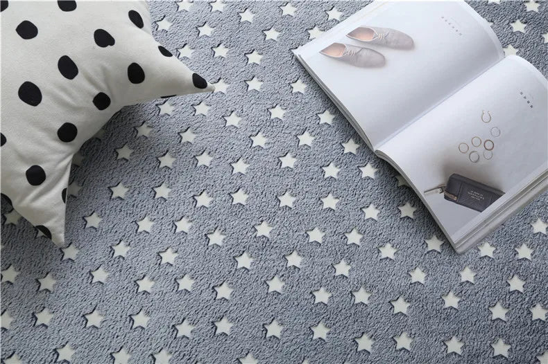 Im Dunkeln leuchtender Teppich mit 3D-Motiven für Kinderzimmer und Schlafzimmer – 40 × 60 bis 160 × 200 cm, Kurzflor, rutschfest, 12 Motive