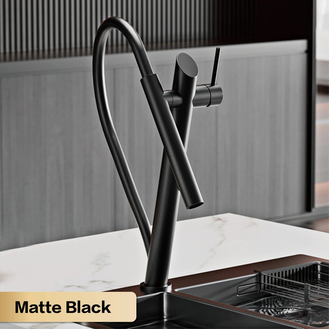 Ausziehbare Küchenarmatur aus Messing für die Küchenspüle – 2 Strahlarten, magnetische Brausehalterung, drehbar, Warm- und Kaltwasser, 5 Farben