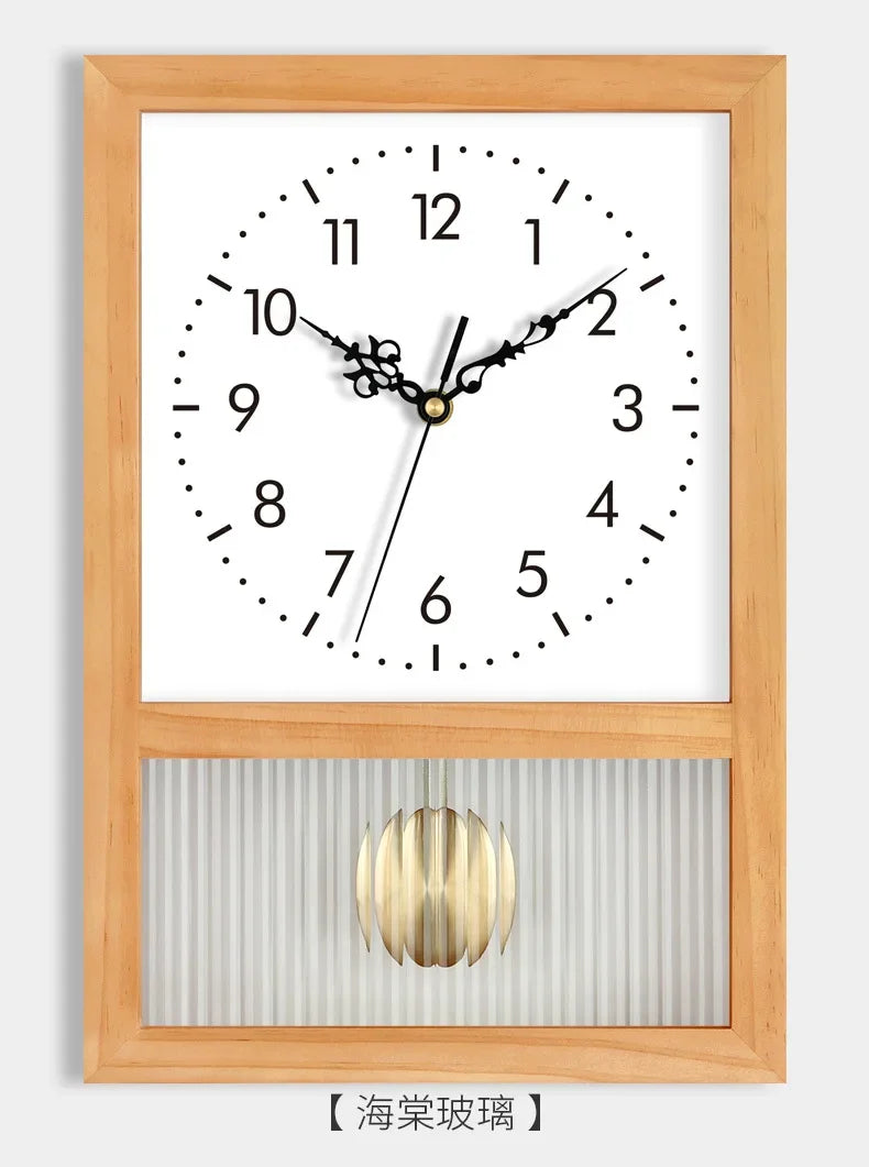 Pendel-Wanduhr aus Massivholz im japanischen Retro-Stil für Wohnzimmer und Arbeitszimmer – ca. 30 × 20 × 7 cm, lautloses Uhrwerk, 8 Ausführungen