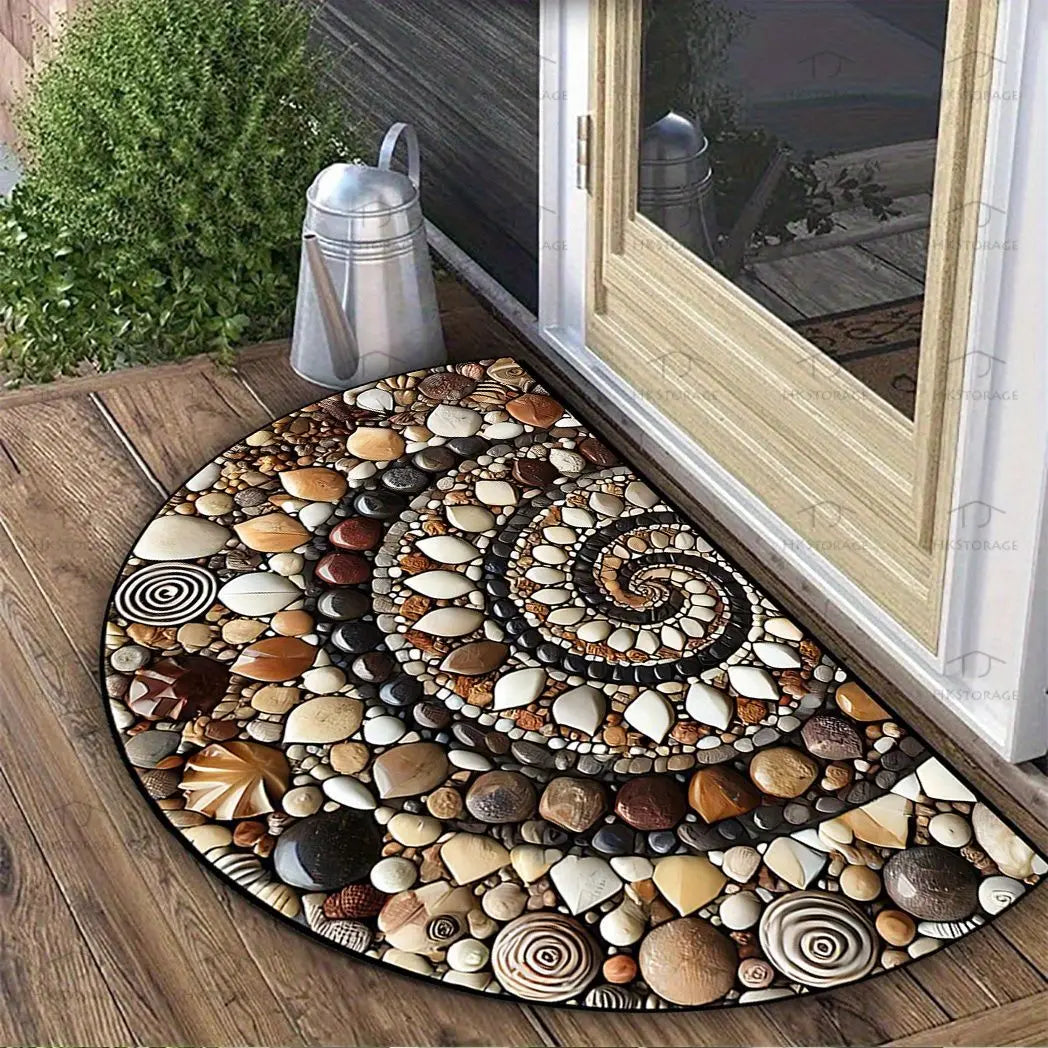 Halbrunde Fußmatte mit Blumendruck für Eingang, Haustür und Bad – 40 × 60 bis 60 × 90 cm, rutschfest, schmutzabweisend, waschbar, 11 Motive