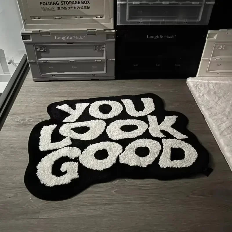 Unregelmäßig geformter Teppich mit Buchstaben-Motiv aus Kaschmirimitat für Schlafzimmer und Eingang – 40 × 60 oder 50 × 80 cm, weich, rutschfest
