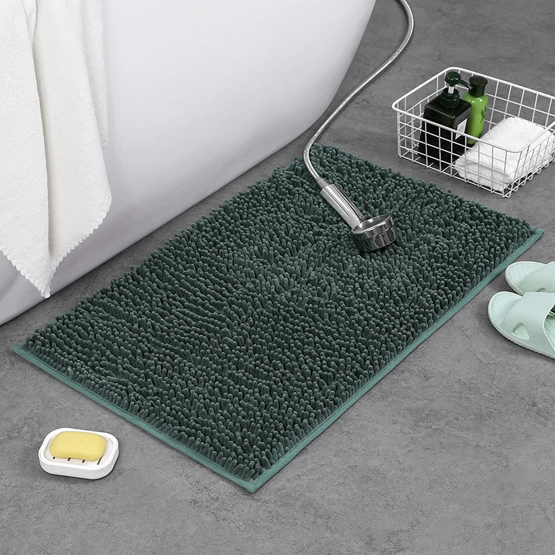 Flauschige Chenille-Badematte für Badezimmer und WC – 40 × 60 oder 50 × 80 cm, rechteckig, saugfähig, rutschfest, 8 Farben