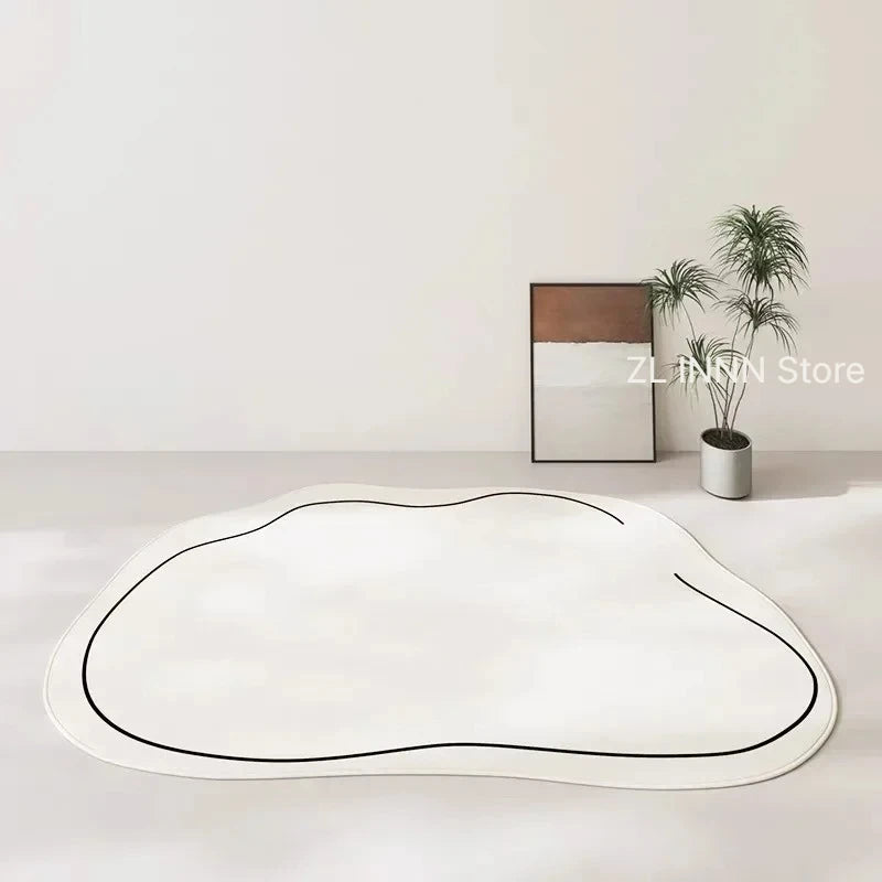 Unregelmäßig ovaler Kurzflorteppich im nordischen Stil für Wohnzimmer und Schlafzimmer – 60 × 90 bis 200 × 400 cm, rutschfest, waschbar, 14 Motive