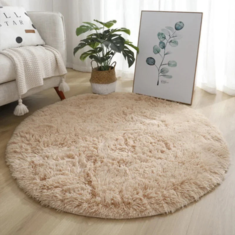 Runder Plüschteppich mit dickem Flor für Wohnzimmer, Schlafzimmer und Kinderzimmer – Ø 60 bis 100 cm, 4,5 cm Florhöhe, flauschig, 4 Farben