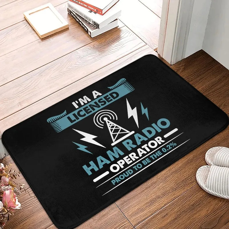 Fußmatte mit Retro-Motiv für Amateurfunker für Eingang, Küche und Bad – 30 × 50 bis 50 × 80 cm, Flanell, bedruckt, rutschfest, 10 Motive