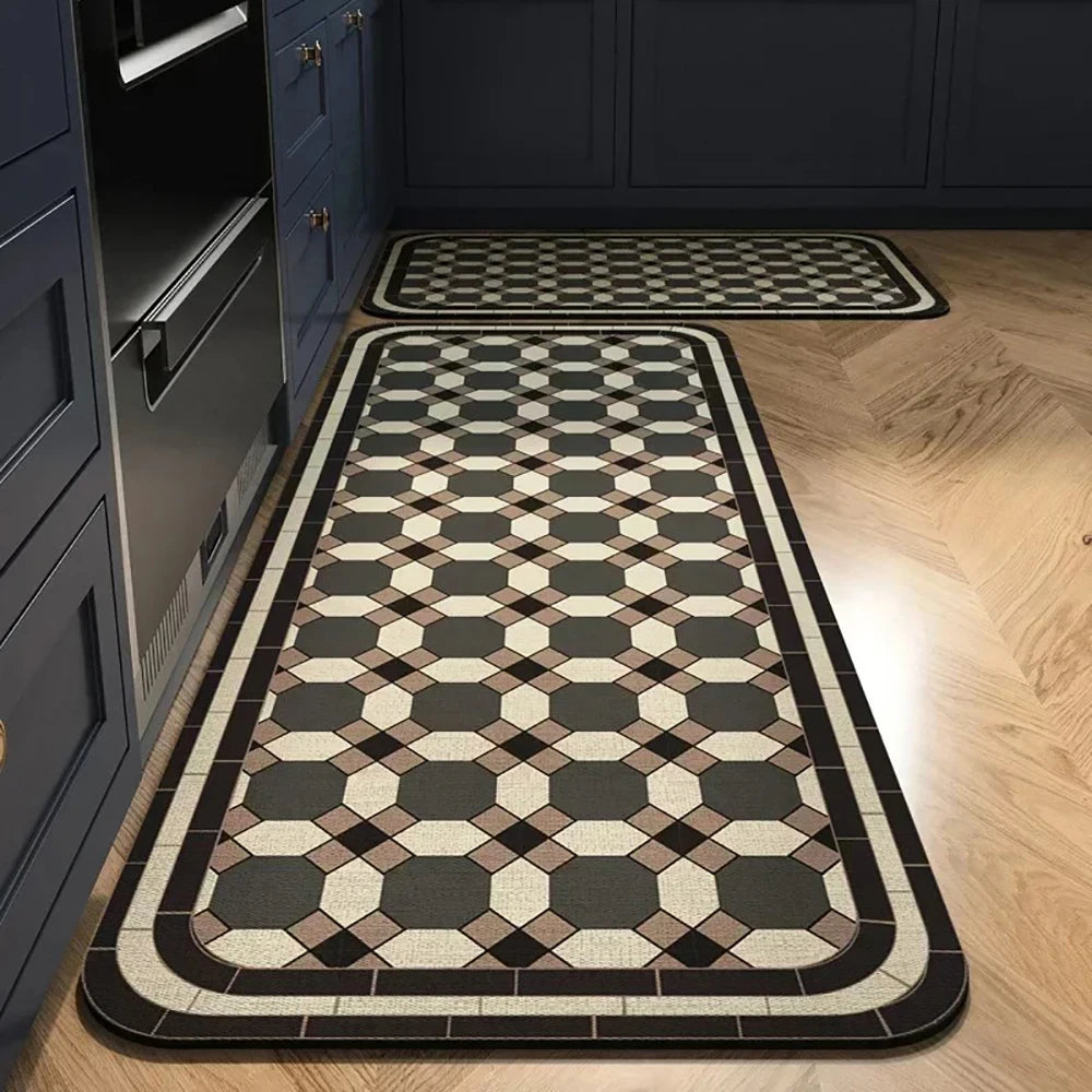 Bedruckte Küchenmatte aus Kristallsamt für Küche, Flur und Eingang – 40 × 60 bis 50 × 160 cm, auch im Zweierset, saugfähig, rutschfest, 18 Motive