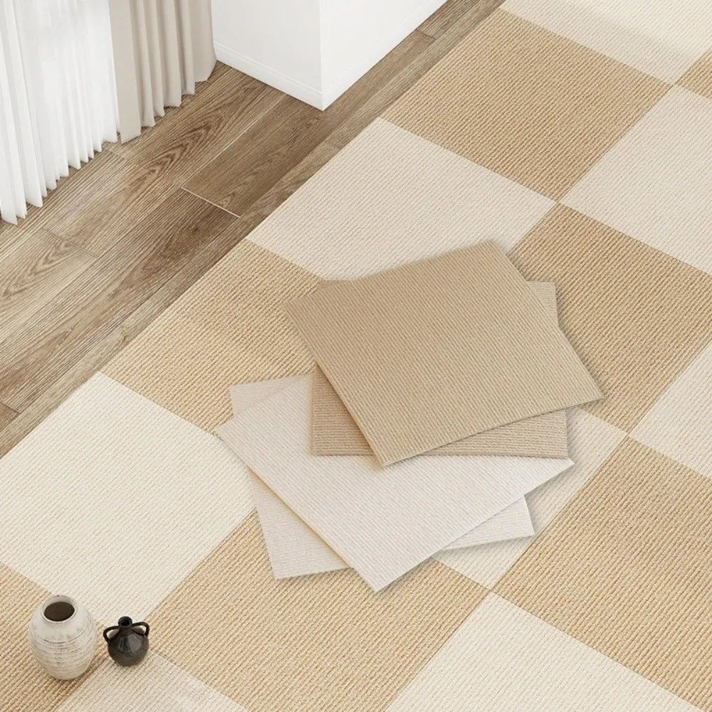 Selbstklebende Teppichfliese aus Polyester für Schlafzimmer und Wohnung – 40 × 40 cm, rutschhemmend, ohne Werkzeug verlegbar, einfarbig, 7 Farben