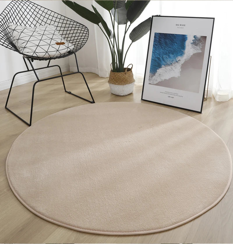 Runder Teppich aus Korallensamt in Uni-Farben für Wohnzimmer, Kinderzimmer und als Krabbelmatte – Ø 60 bis 200 cm, Schaumkern, 13 Farben